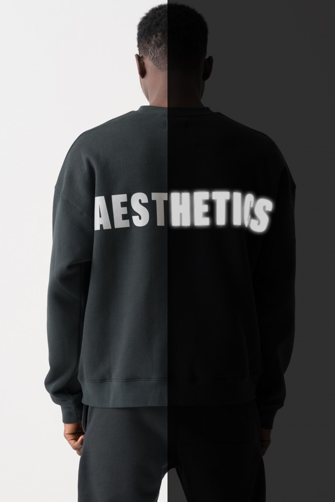 AESTHETICS 양기모 오버핏 맨투맨 올리브블랙